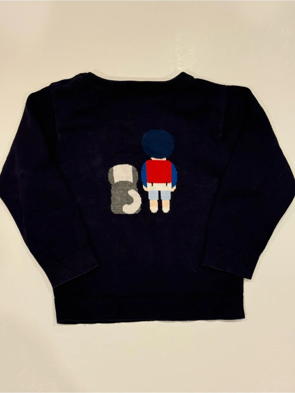 Jacadi Paris 24M Navy Cotton Sweater Boy & Dog Intarsia Knit Pullover 2T